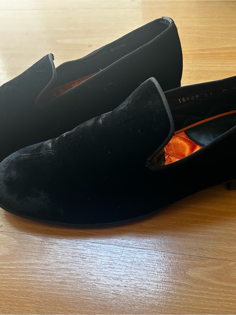 Santoni Black Velvet Men's Slip-On Dress Loafers made in Italy 10 Hollywood film - Picture 12 of 12